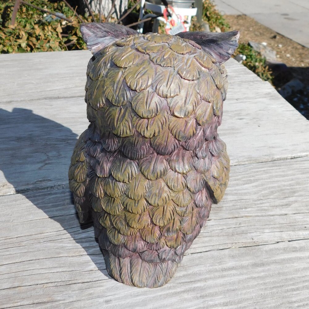 OWL 10 IN FIGURINE WOODSY RUSTIC DECOR * - Picture 5 of 10